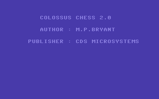 Colossus Chess 2∙0 screenshot 2 for Commodore 64